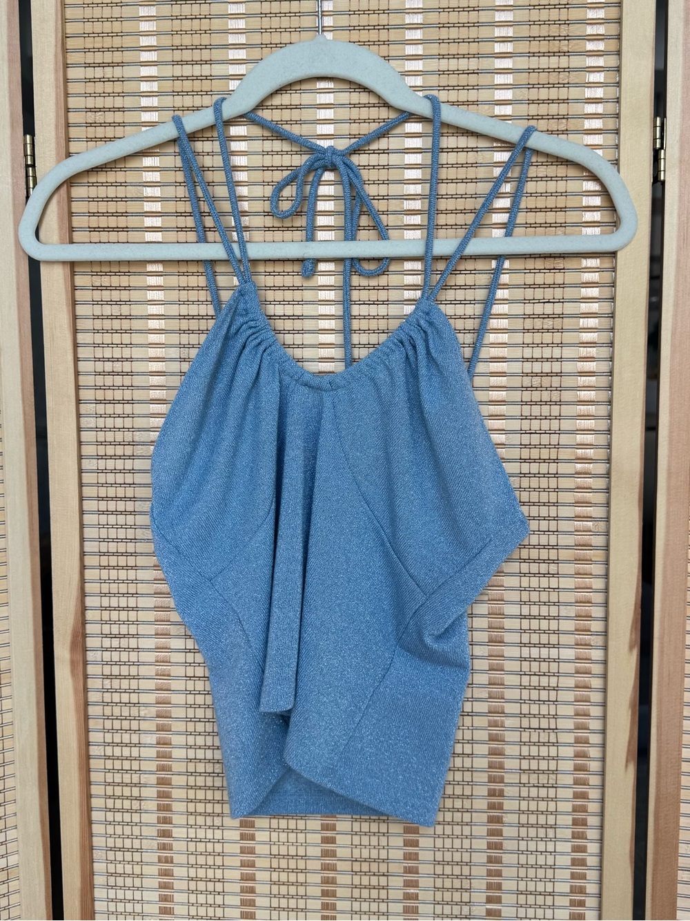 Reformation Blue Halter Tie Tank Top